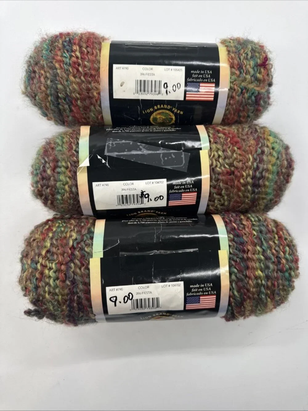 Lion Brand Homespun Yarn Fiesta Lot of 3 Same Color 6 oz 185 yds Each Skein NEW - Picture 6 of 11